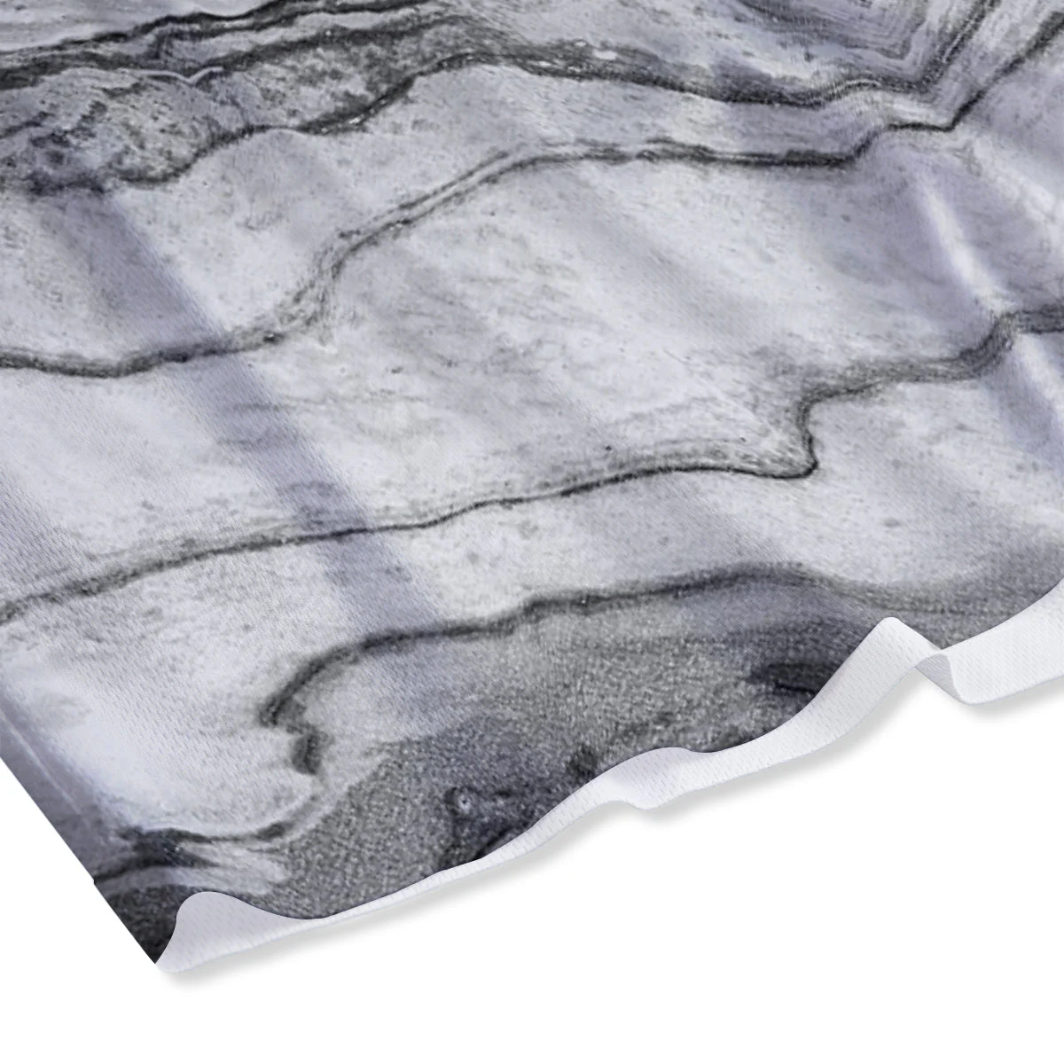 Marble White Gray Print Pattern Mesh Shorts - Image 4