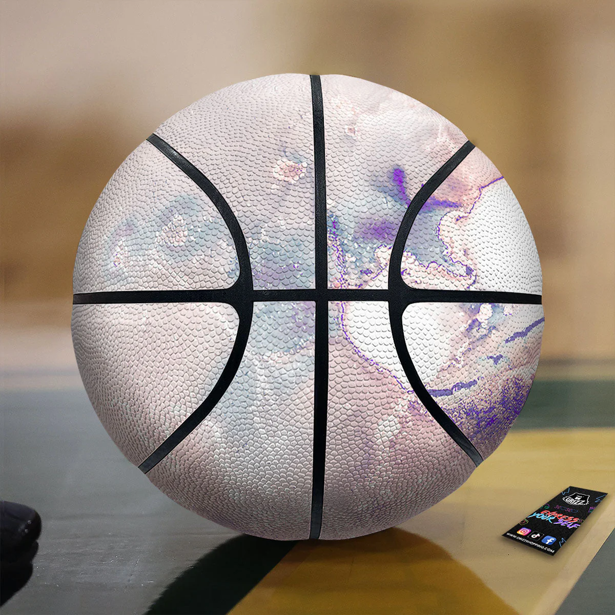 Marble White Ruby Print Basketball