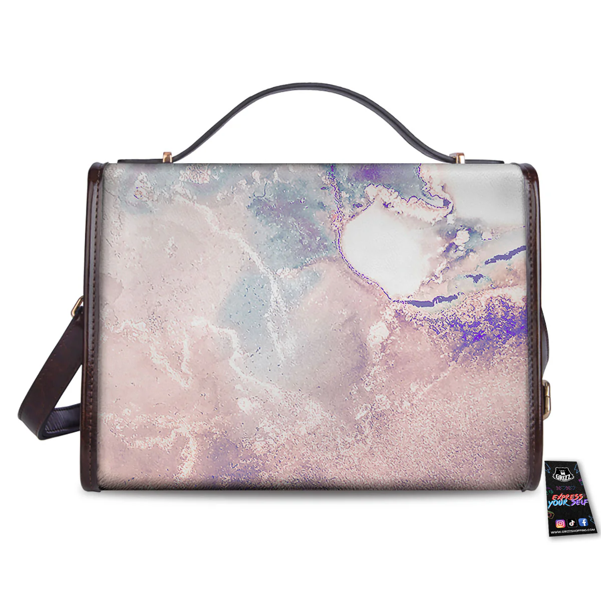 Marble White Ruby Print Women's Satchel Bag - Image 2