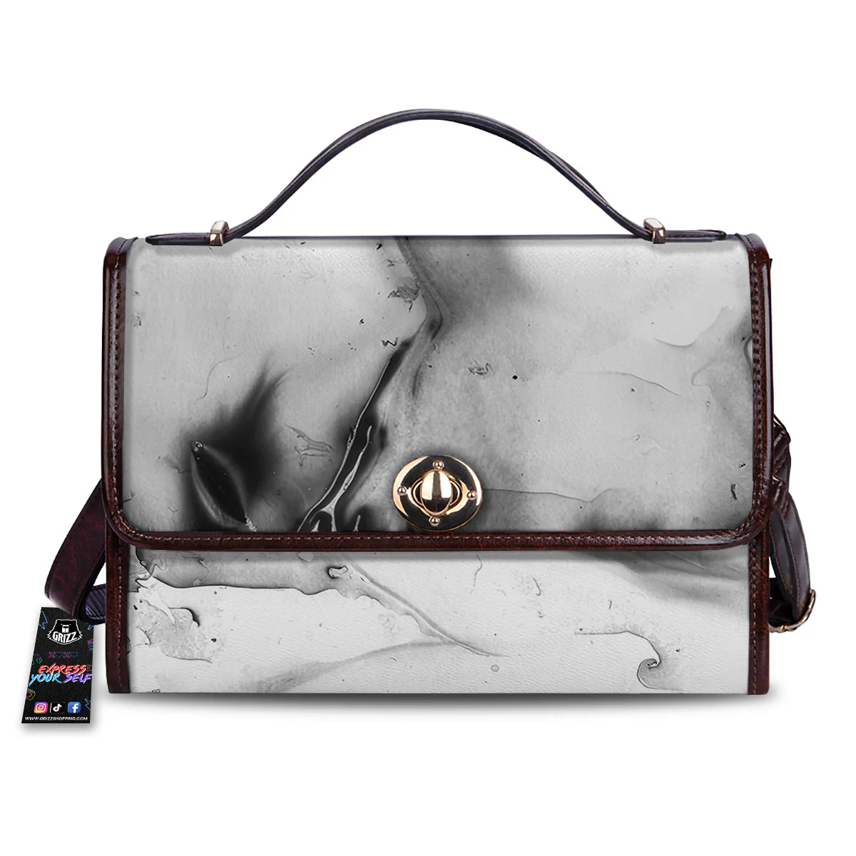 Marble White Smoke Print Women's Satchel Bag