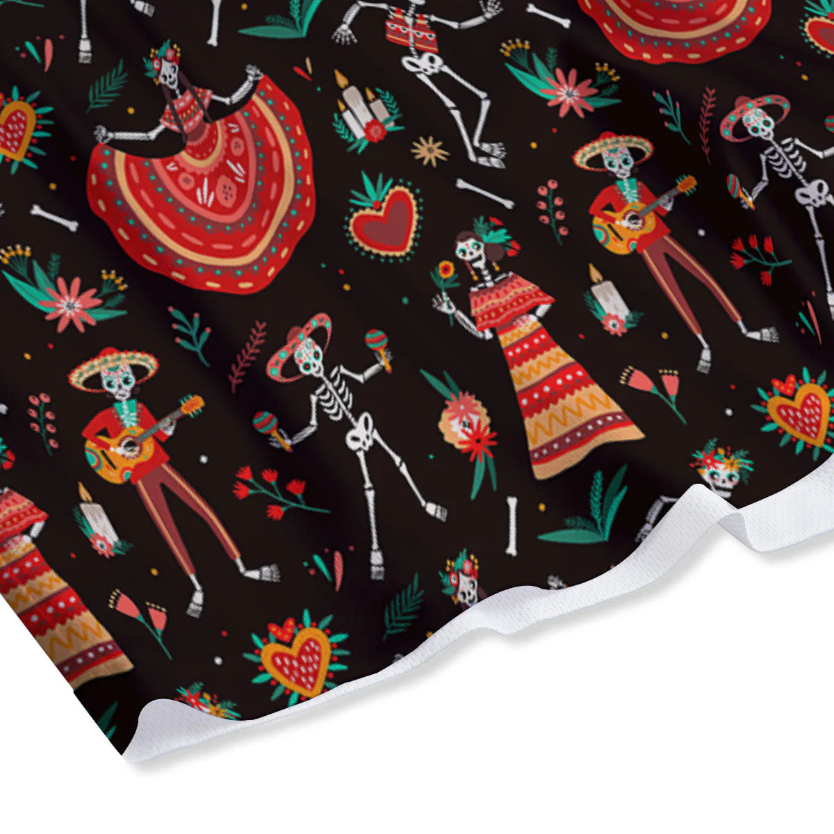 Mariachi Skeletons Day Of The Dead Print Pattern Mesh Shorts - Image 4