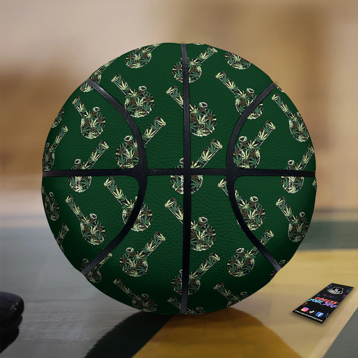 Marijuana Cannabis And Green Camo Print Pattern Basketball