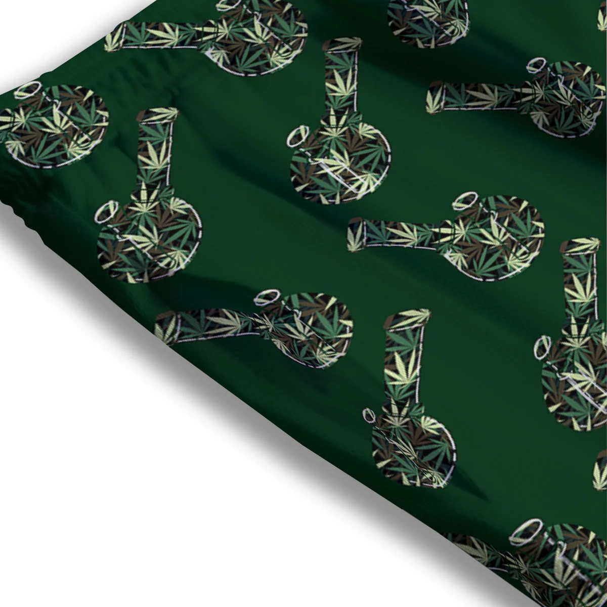 Marijuana Cannabis And Green Camo Print Pattern Mesh Shorts - Image 3