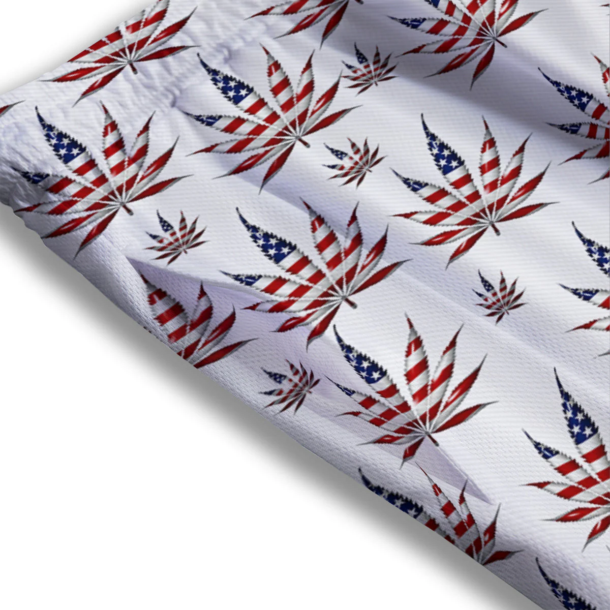 Marijuana Leaf American Print Pattern Mesh Shorts - Image 3