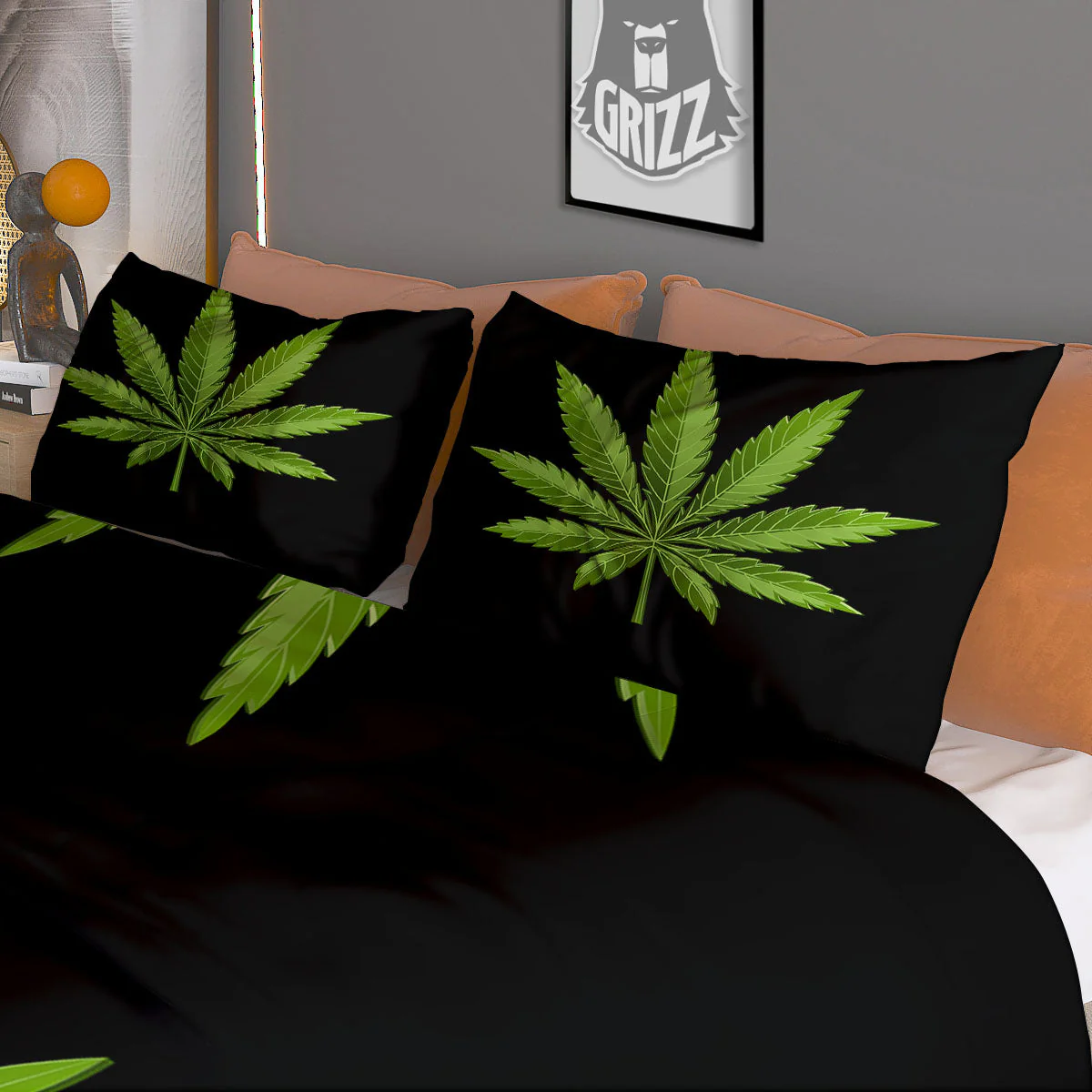 Marijuana Leaf Green Print Duvet Cover Bedding Set - Image 3