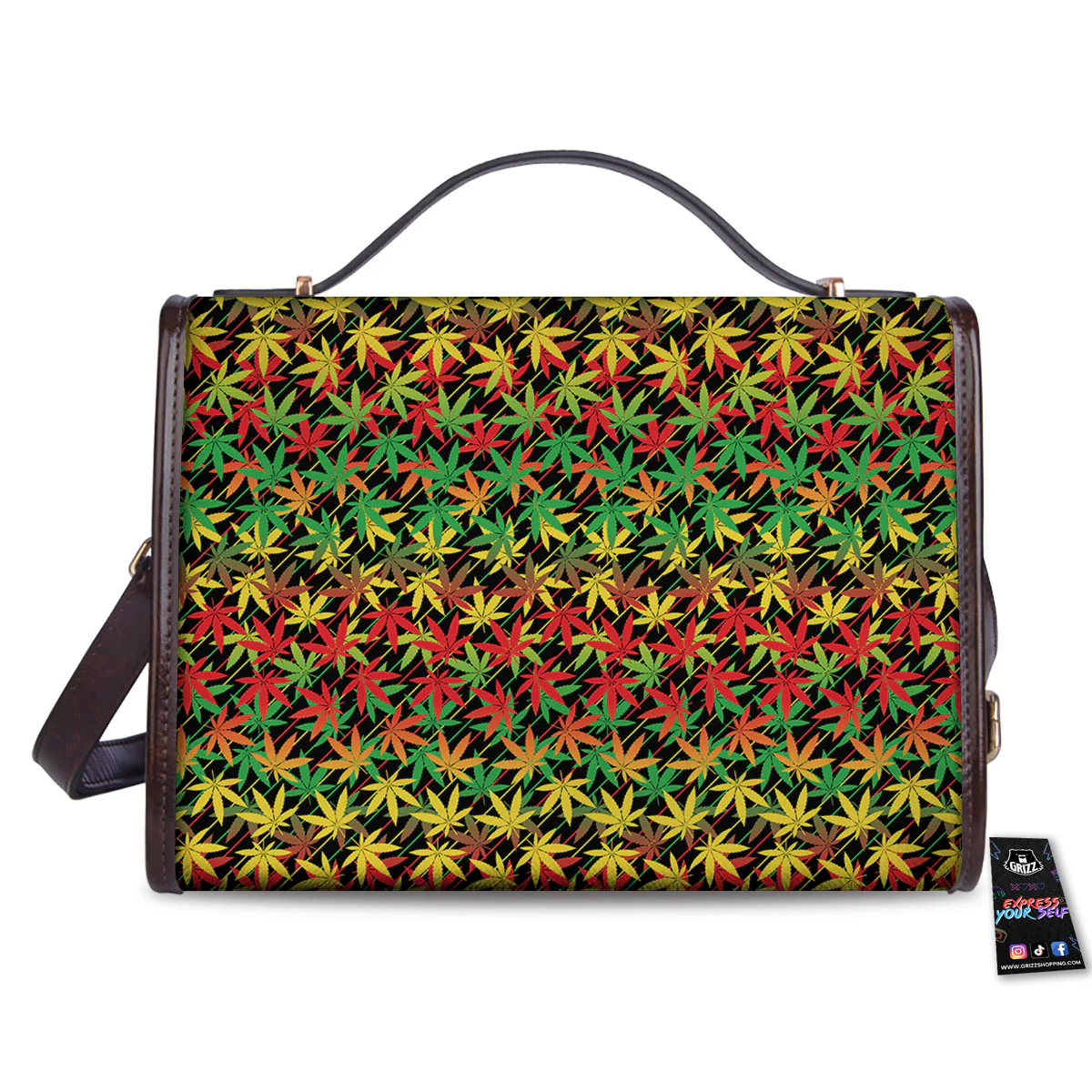 Marijuana Rasta Print Pattern Women's Satchel Bag - Image 2