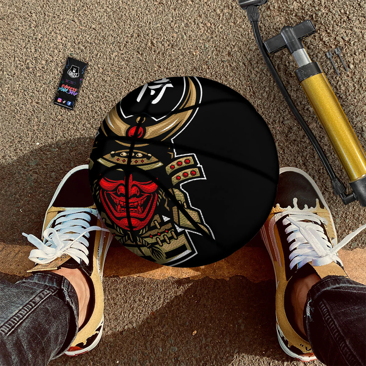 Mask Japanese Samurai Print Basketball - Image 2