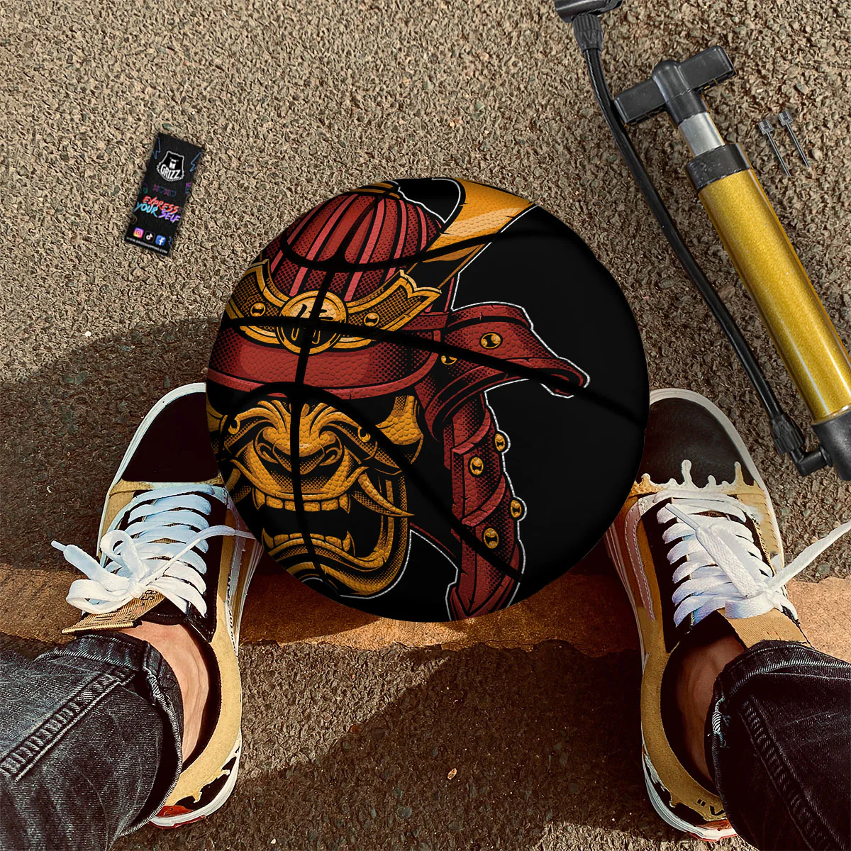 Mask Samurai Warrior Print Basketball - Image 2