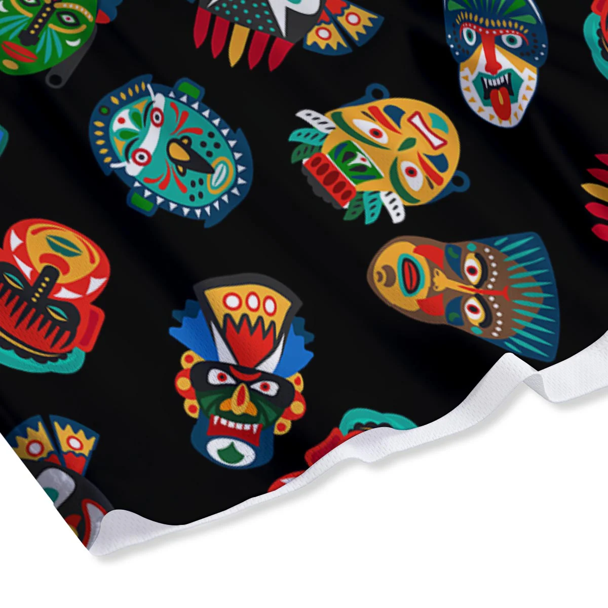 Mask Tribal Tiki Print Pattern Mesh Shorts - Image 4