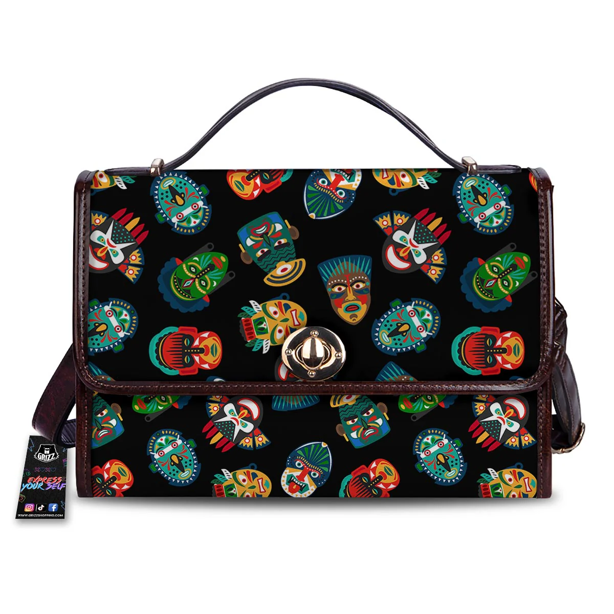 Mask Tribal Tiki Print Pattern Women's Satchel Bag