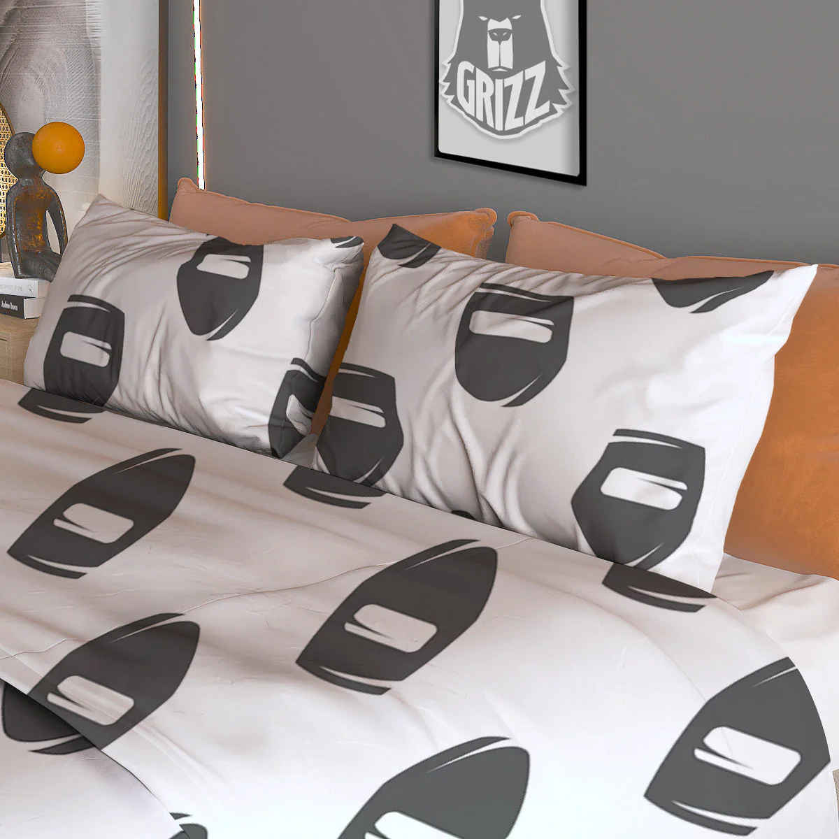 Mask Welding Print Pattern Duvet Cover Bedding Set - Image 3
