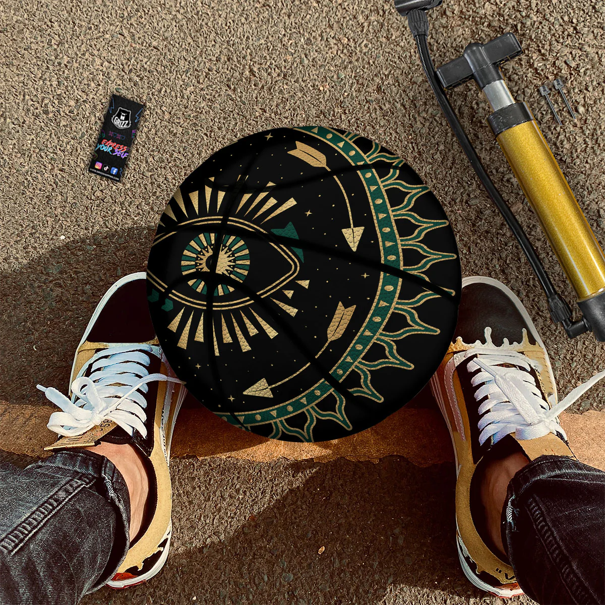 Masonic Eye Green Print Basketball - Image 2