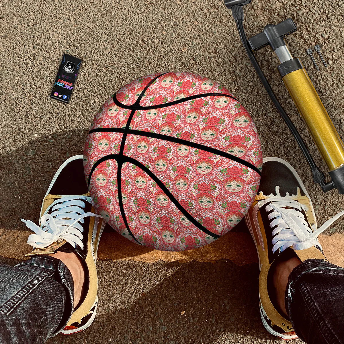 Matryoshka Traditional Pink Print Pattern Basketball - Image 2