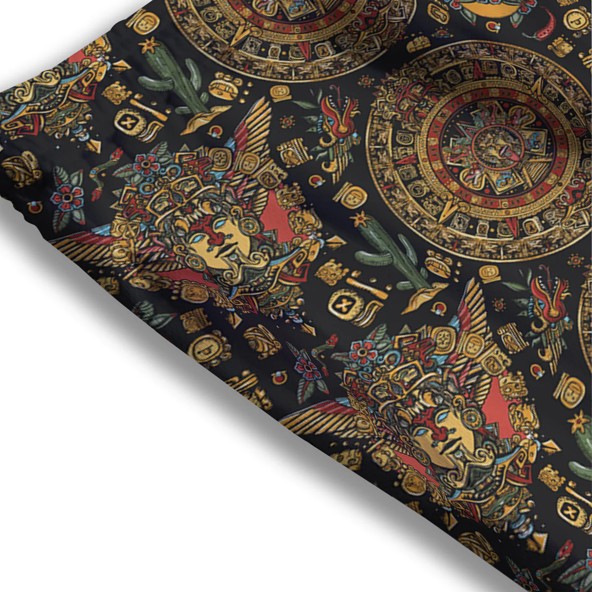 Maya Ancient Print Pattern Mesh Shorts - Image 3