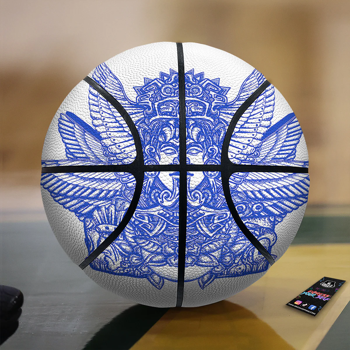 Mayan Statue White And Blue Print Basketball