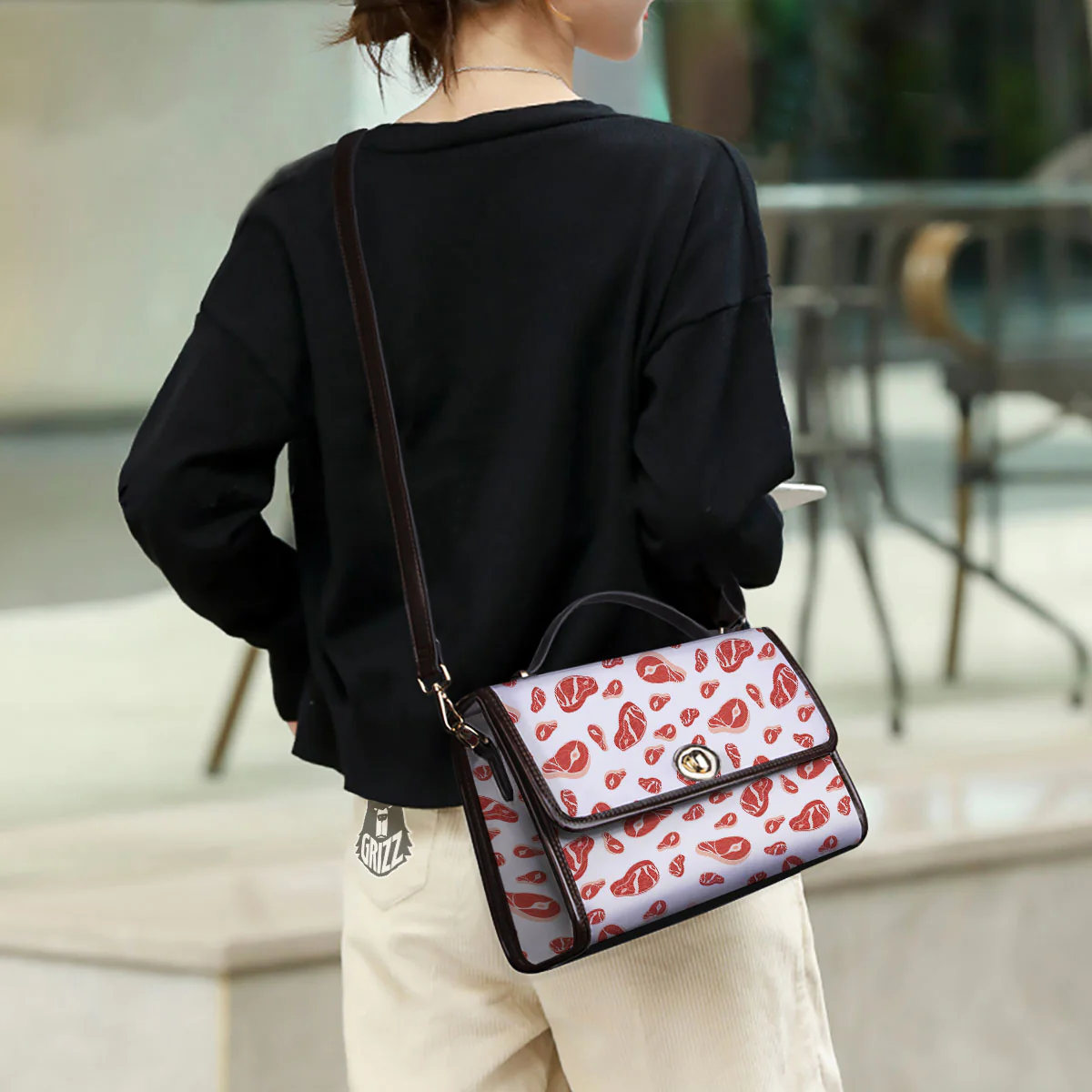 Meat Print Pattern Women's Satchel Bag - Image 3
