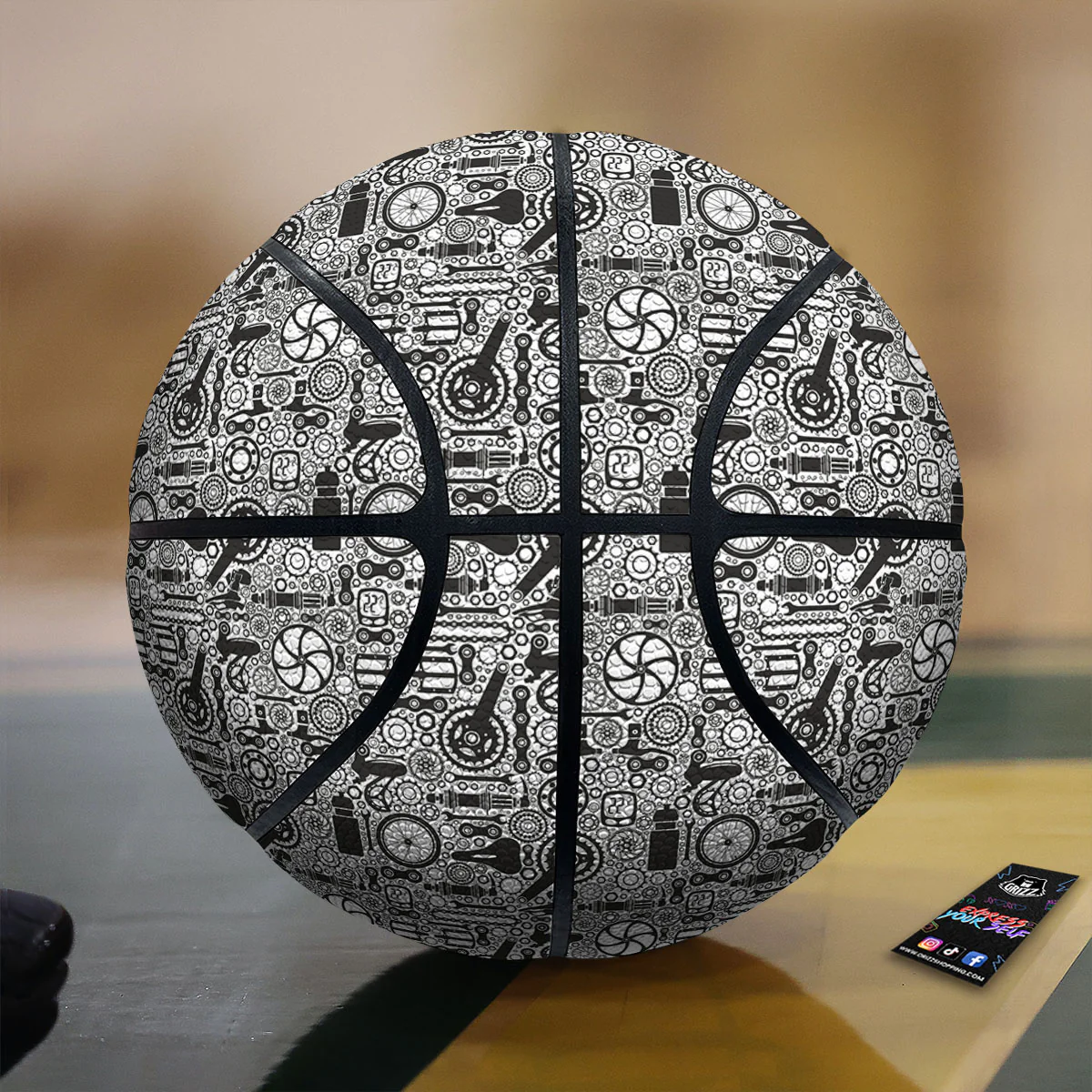 Mechanic White And Black Print Pattern Basketball