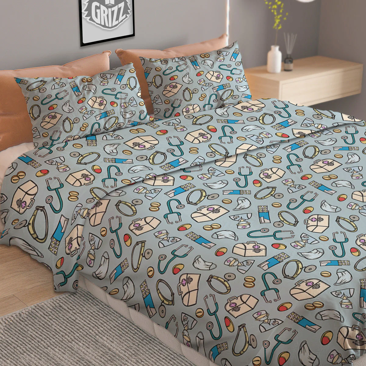 Medical Cute Print Pattern Duvet Cover Bedding Set - Image 2