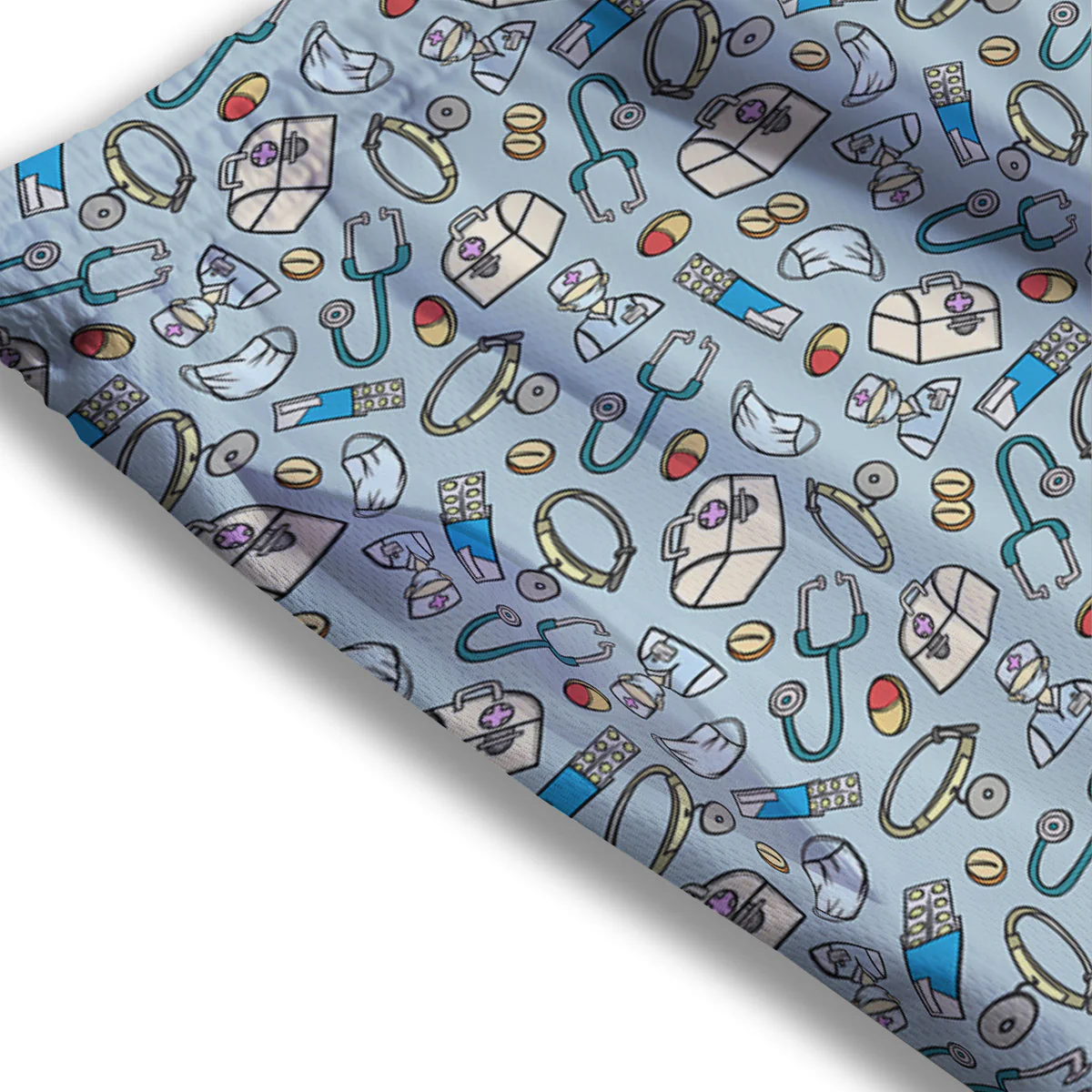 Medical Cute Print Pattern Mesh Shorts - Image 3