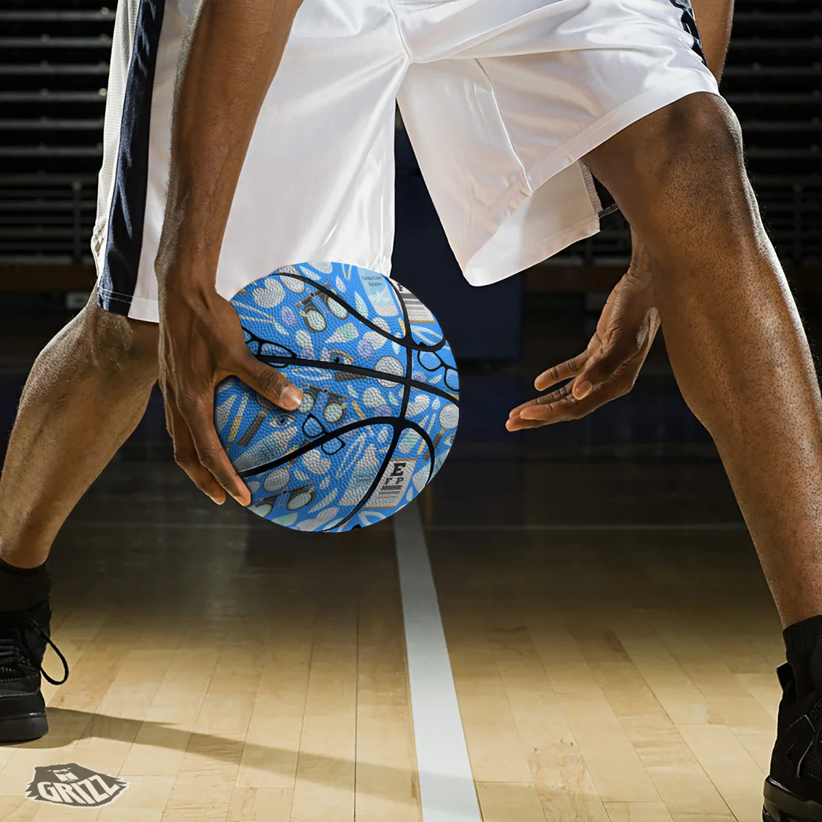 Medical Optometry Accessory Blue Print Pattern Basketball - Image 3