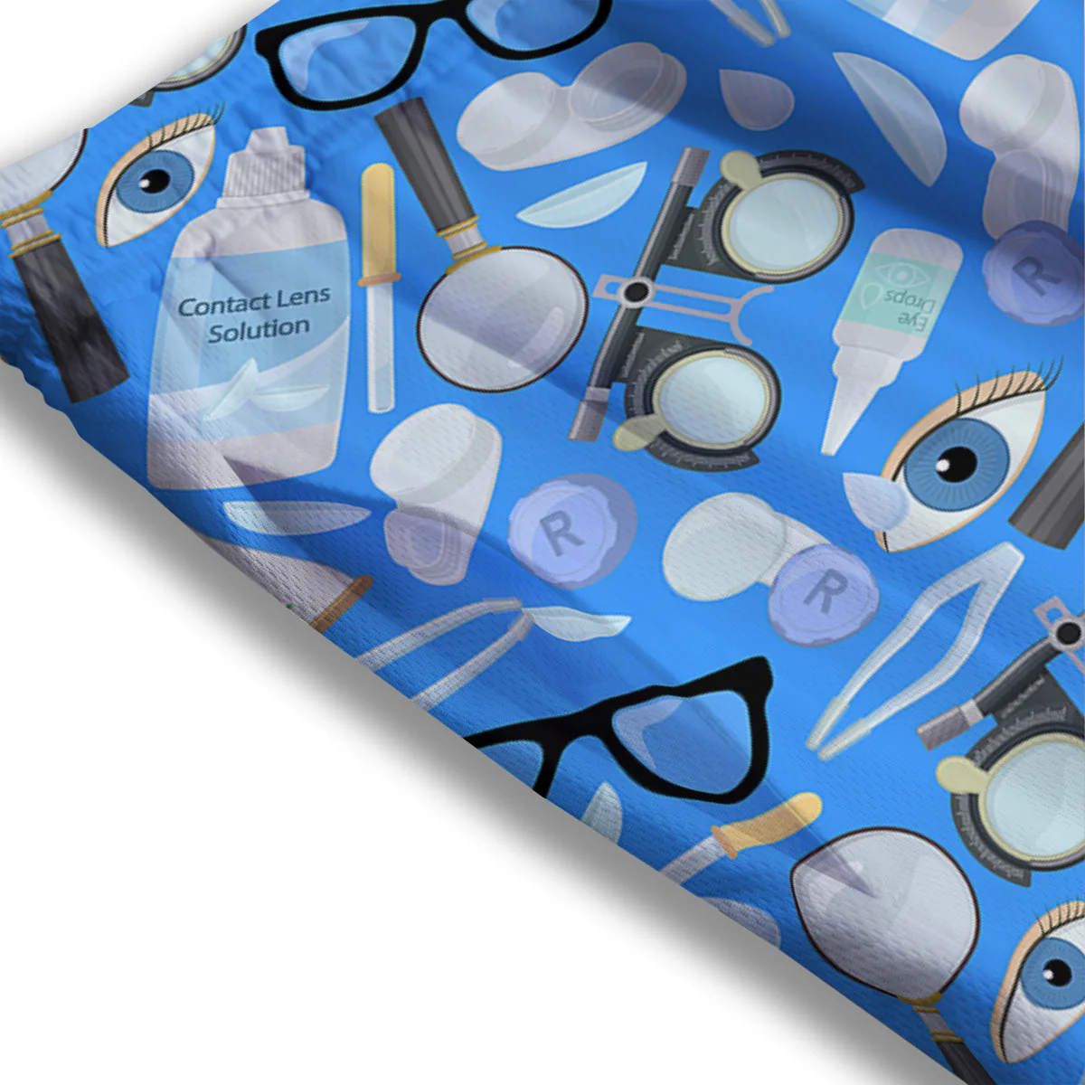 Medical Optometry Accessory Blue Print Pattern Mesh Shorts - Image 3