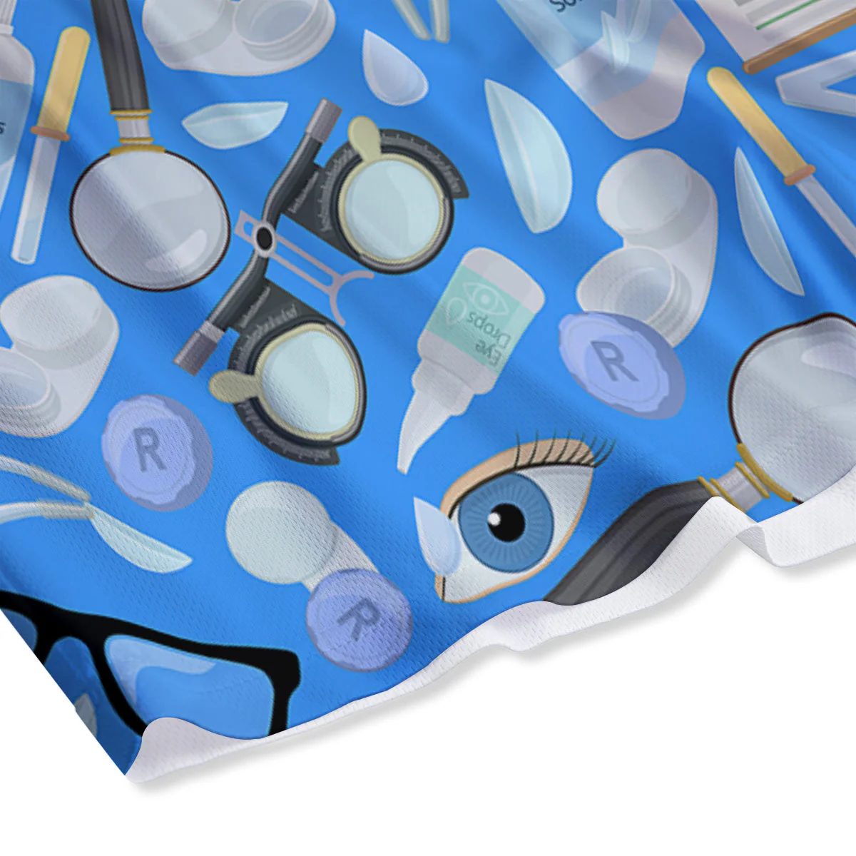 Medical Optometry Accessory Blue Print Pattern Mesh Shorts - Image 4