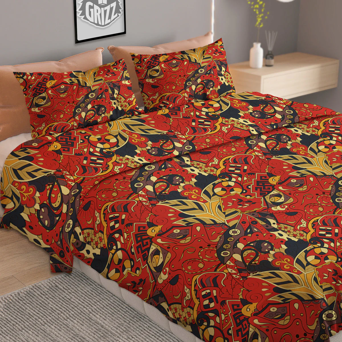 Mehndi Ethnic Doodle Print Pattern Duvet Cover Bedding Set - Image 2