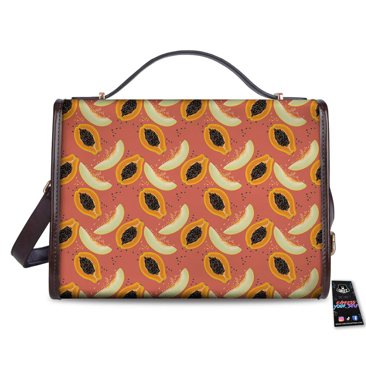 Melon And Papaya Print Pattern Women's Satchel Bag - Image 2