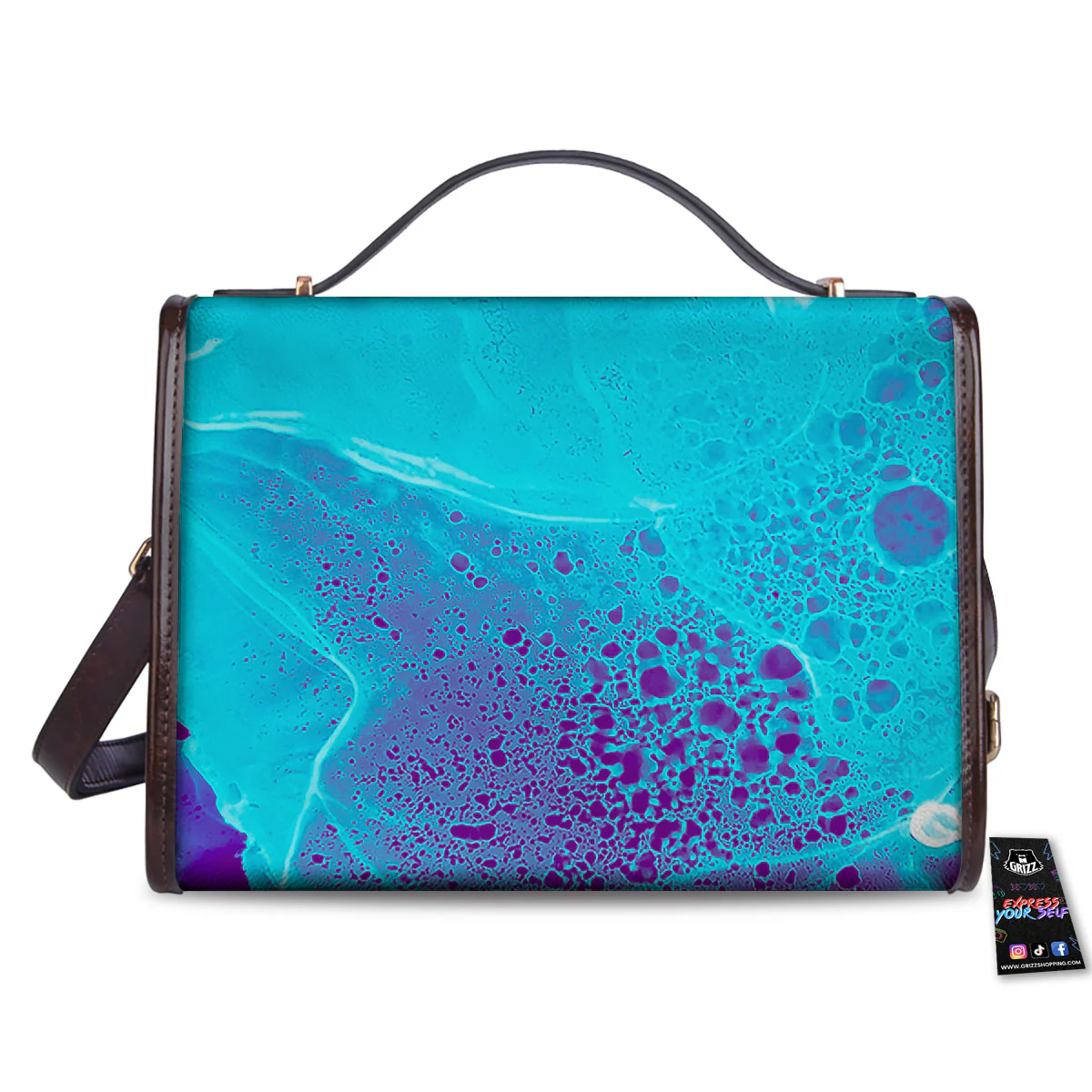 Melt Acid Turquoise Print Women's Satchel Bag - Image 2