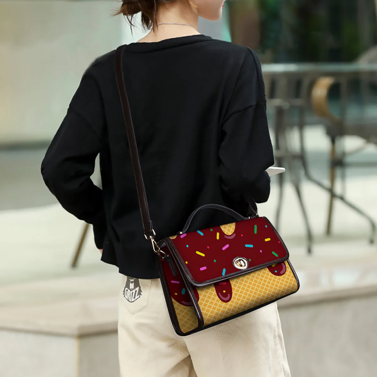 Melted Ice Cream Print Pattern Women's Satchel Bag - Image 3