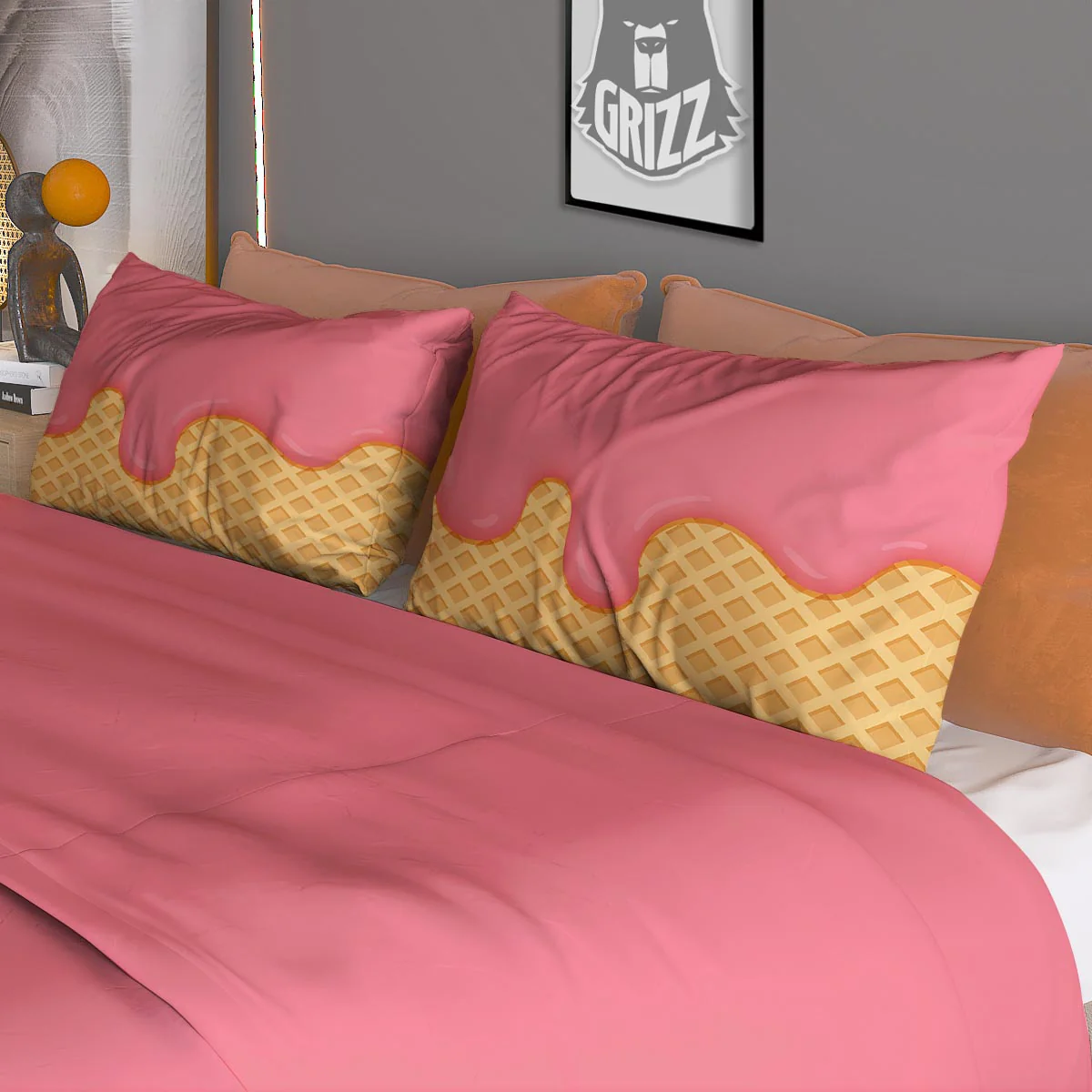 Melted Strawberry Ice Cream Print Duvet Cover Bedding Set - Image 3