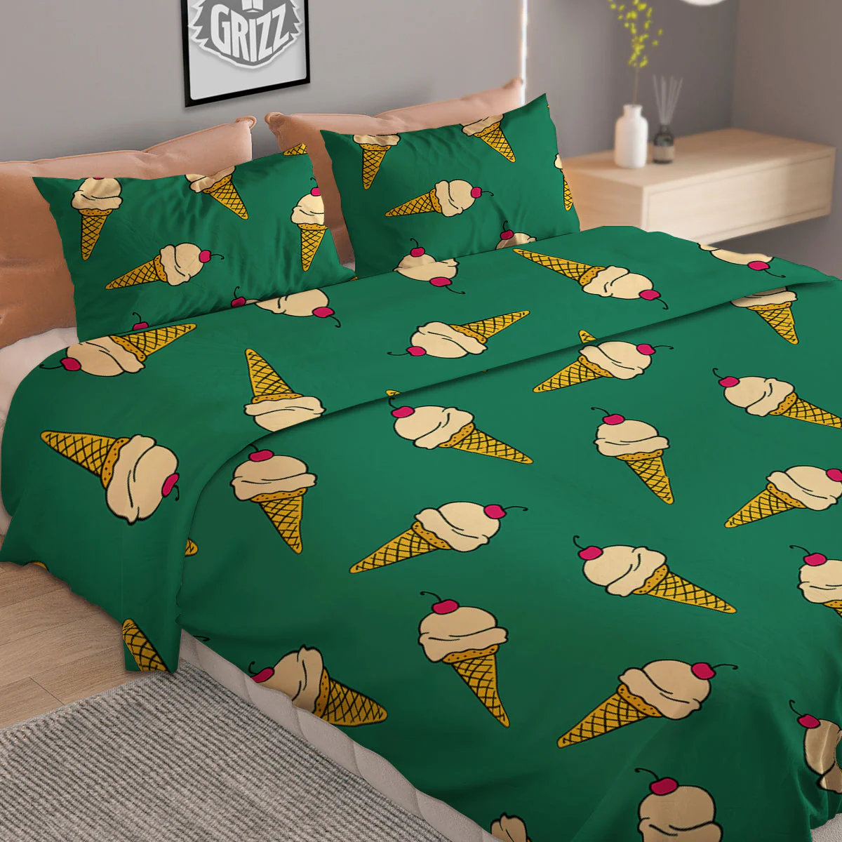 Melted Vanilla Ice Cream Print Pattern Duvet Cover Bedding Set - Image 2