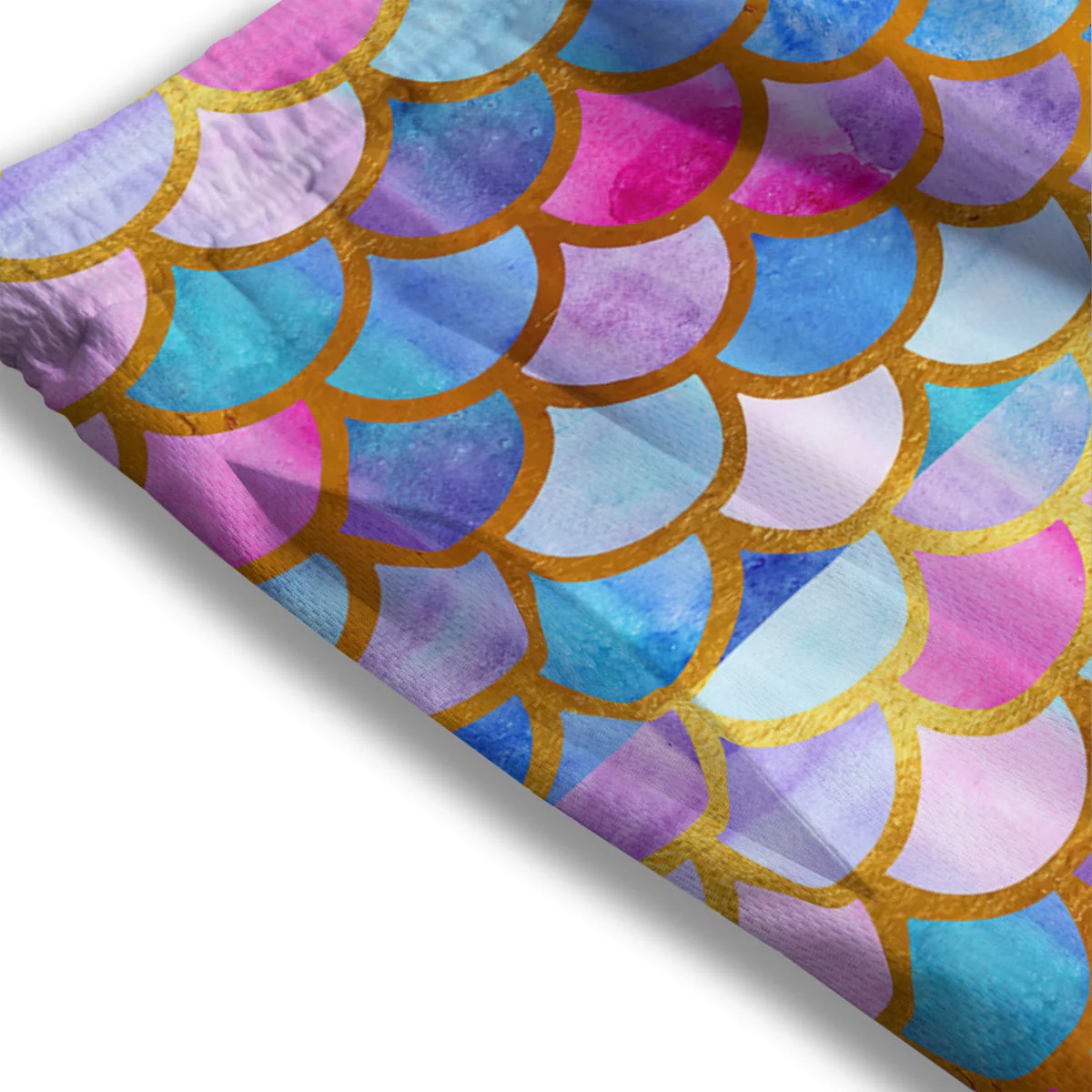 Mermaid Colorful Print Pattern Mesh Shorts - Image 3