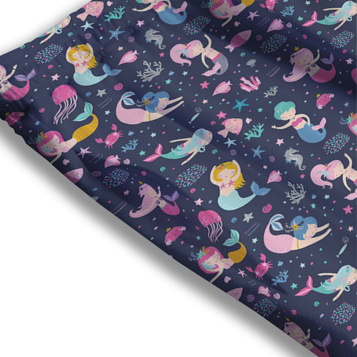 Mermaid Cute Print Pattern Mesh Shorts - Image 3