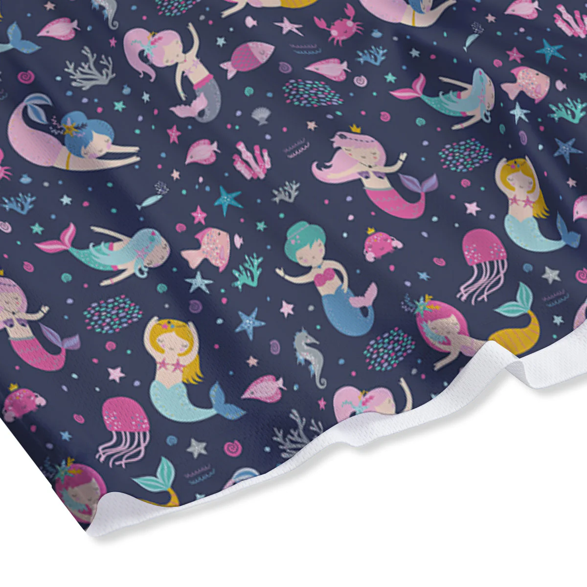 Mermaid Cute Print Pattern Mesh Shorts - Image 4