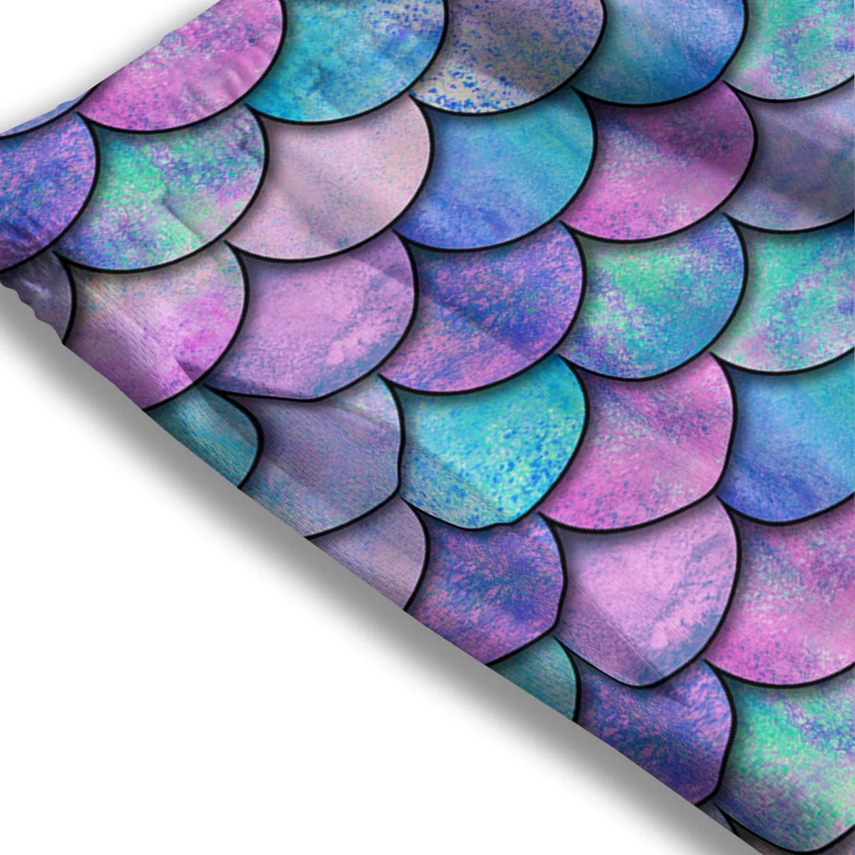 Mermaid Scales Pink And Teal Print Pattern Mesh Shorts - Image 3