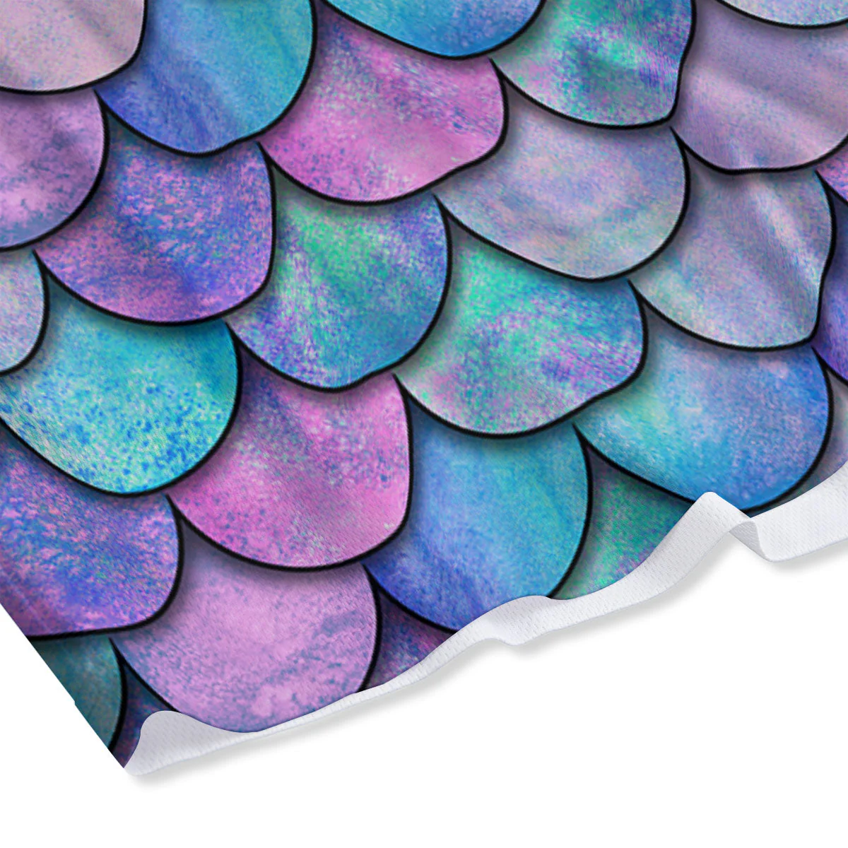 Mermaid Scales Pink And Teal Print Pattern Mesh Shorts - Image 4