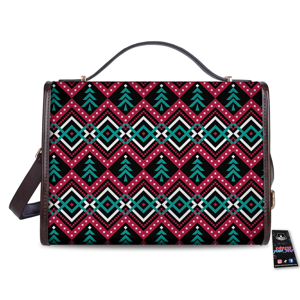 Merry Christmas Zigzag Print Pattern Women's Satchel Bag - Image 2