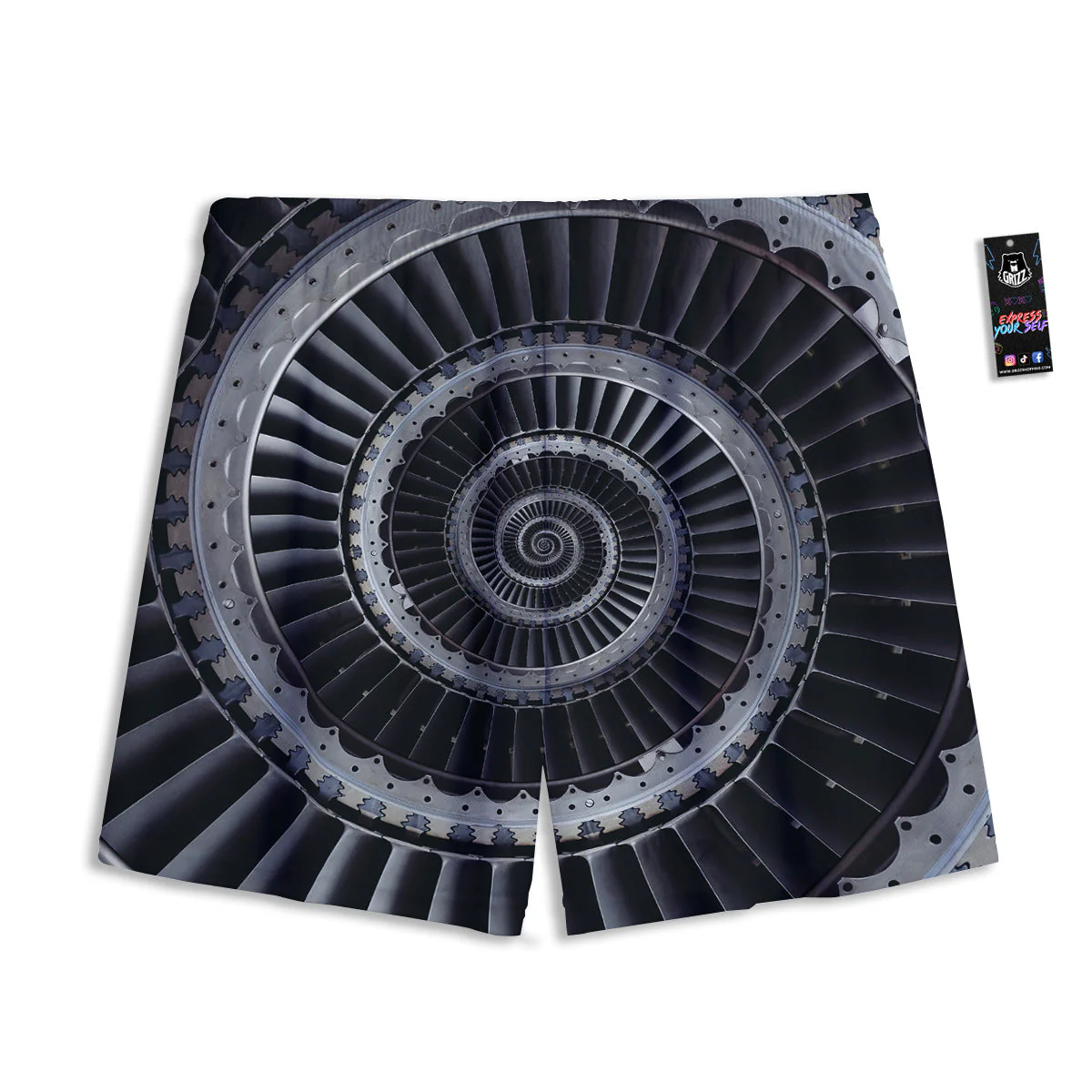 Metal Spiral Dark Navy Print Mesh Shorts - Image 2