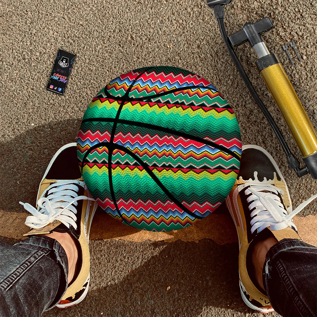 Mexican Blanket Zigzag Colorful Print Basketball - Image 2