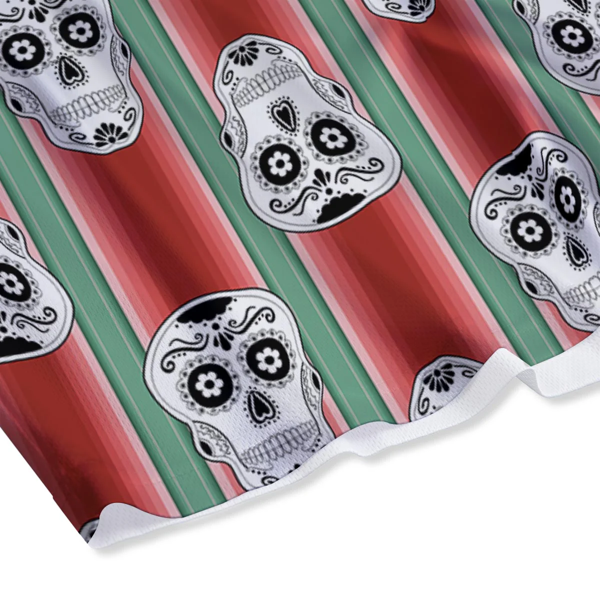 Mexican Serape Sugar Skull Print Pattern Mesh Shorts - Image 4
