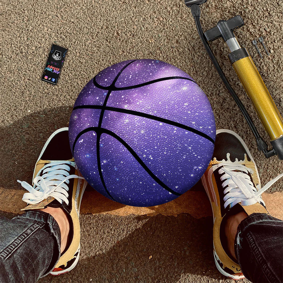 Milky Way Galaxy Space Dark Purple Print Basketball - Image 2
