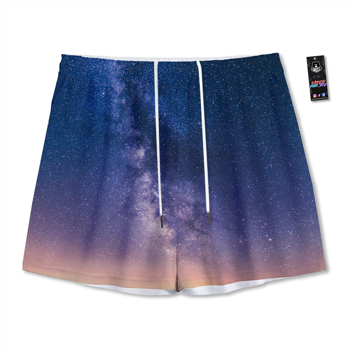 Milky Way Night Sky Print Mesh Shorts