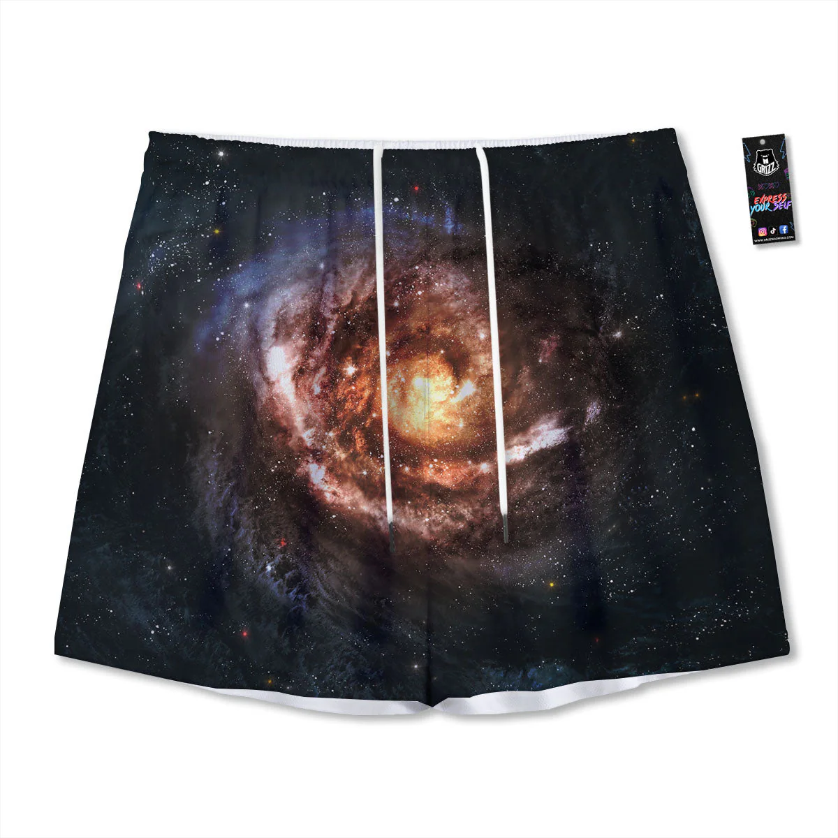 Milky Way Spiral Print Mesh Shorts