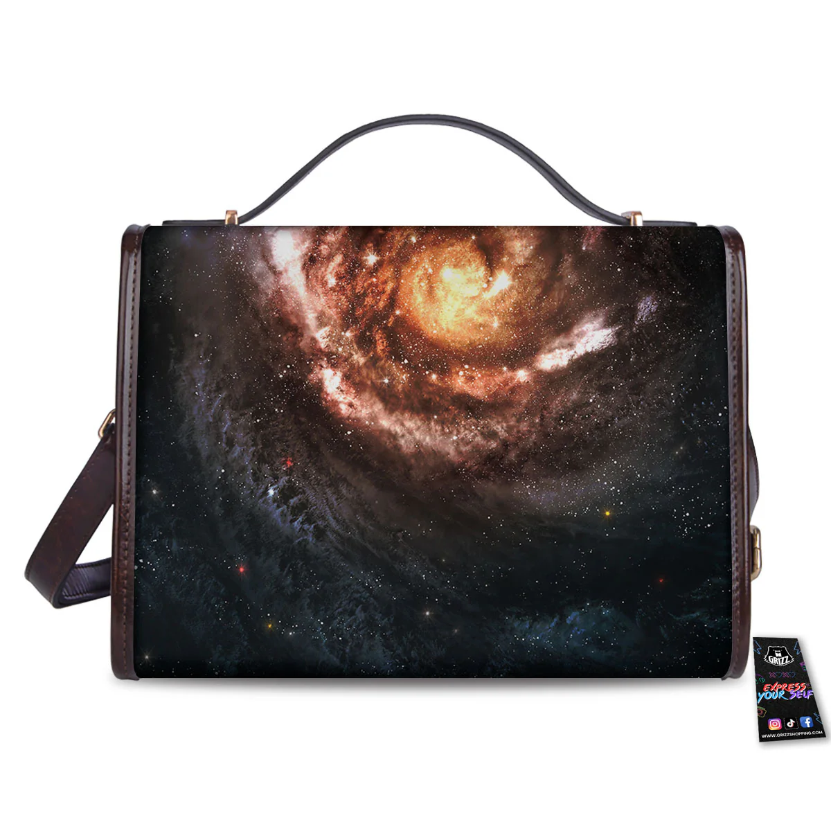 Milky Way Spiral Print Women's Satchel Bag - Image 2
