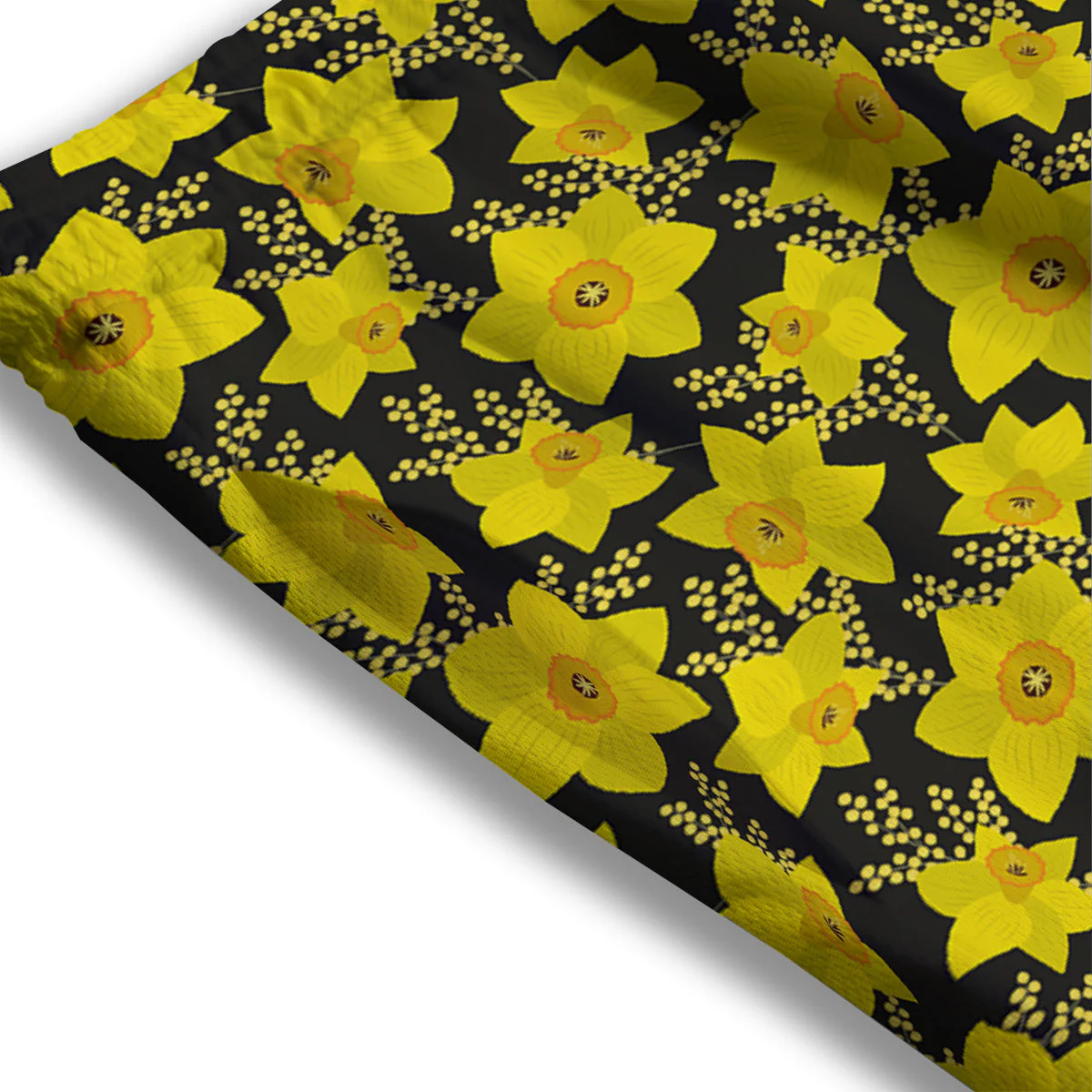 Mimosa And Daffodil Print Pattern Mesh Shorts - Image 3