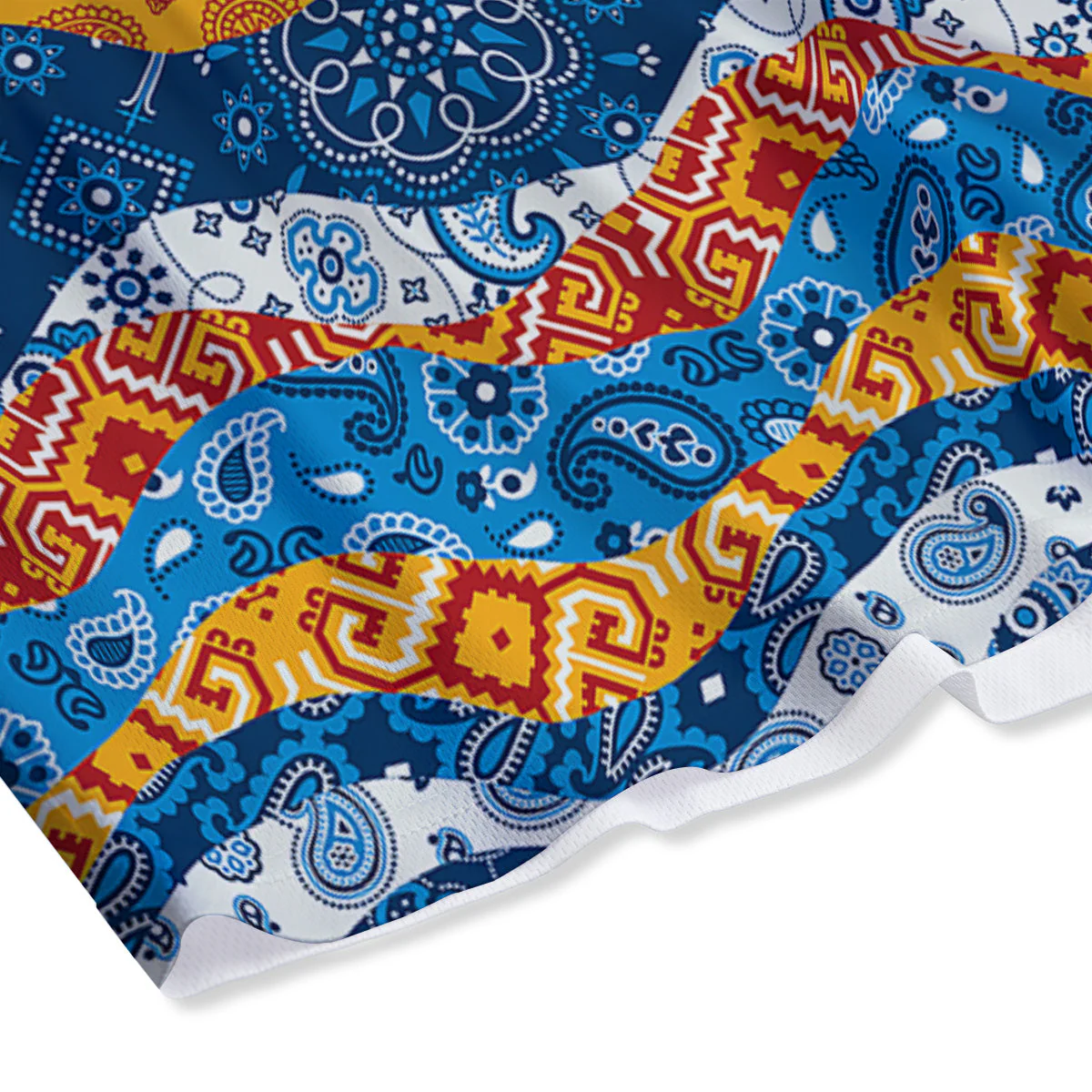 Mix Bandanna Kerchief Print Pattern Mesh Shorts - Image 4