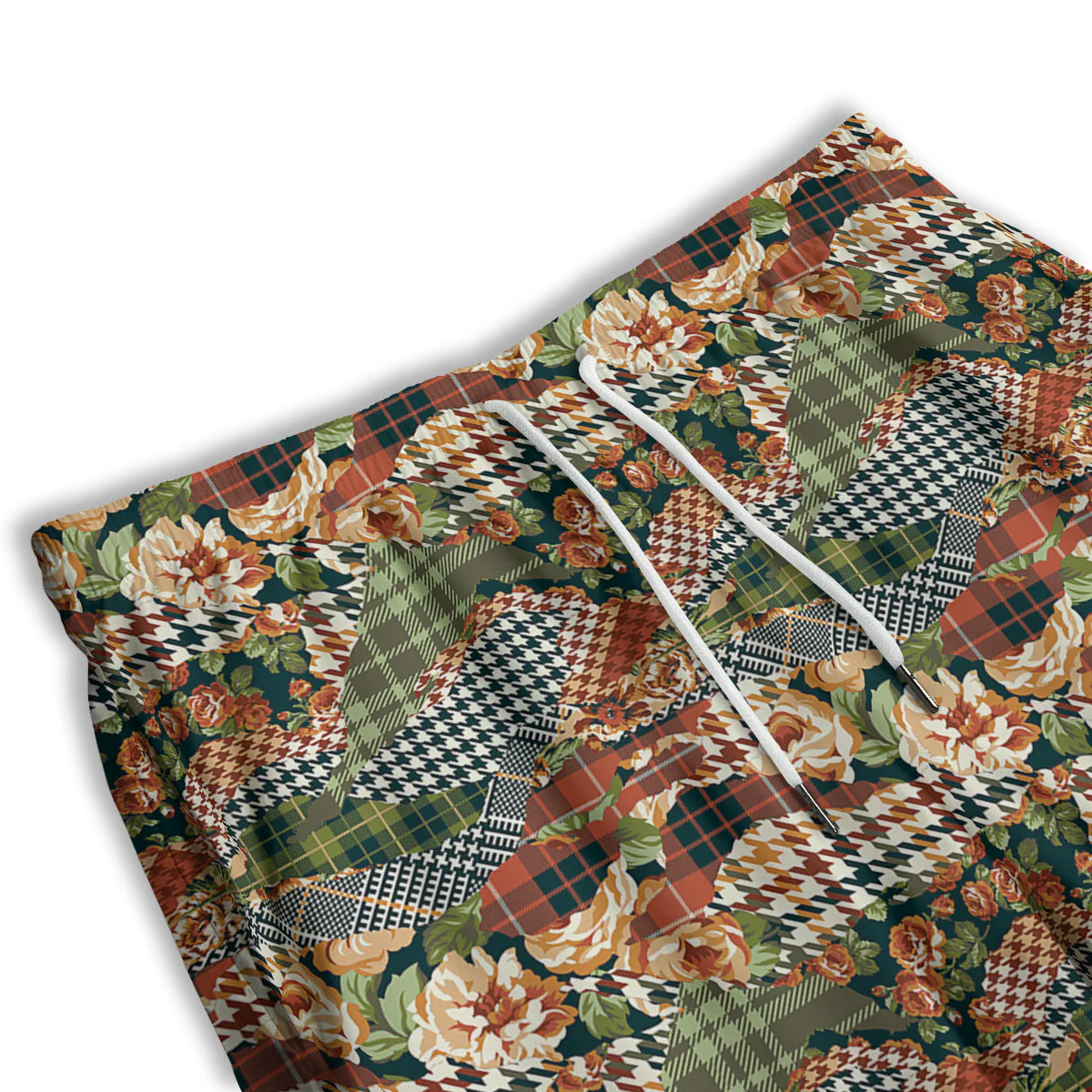 Mix Houndstooth Tartan Print Pattern Men's Athletic Shorts - Image 3