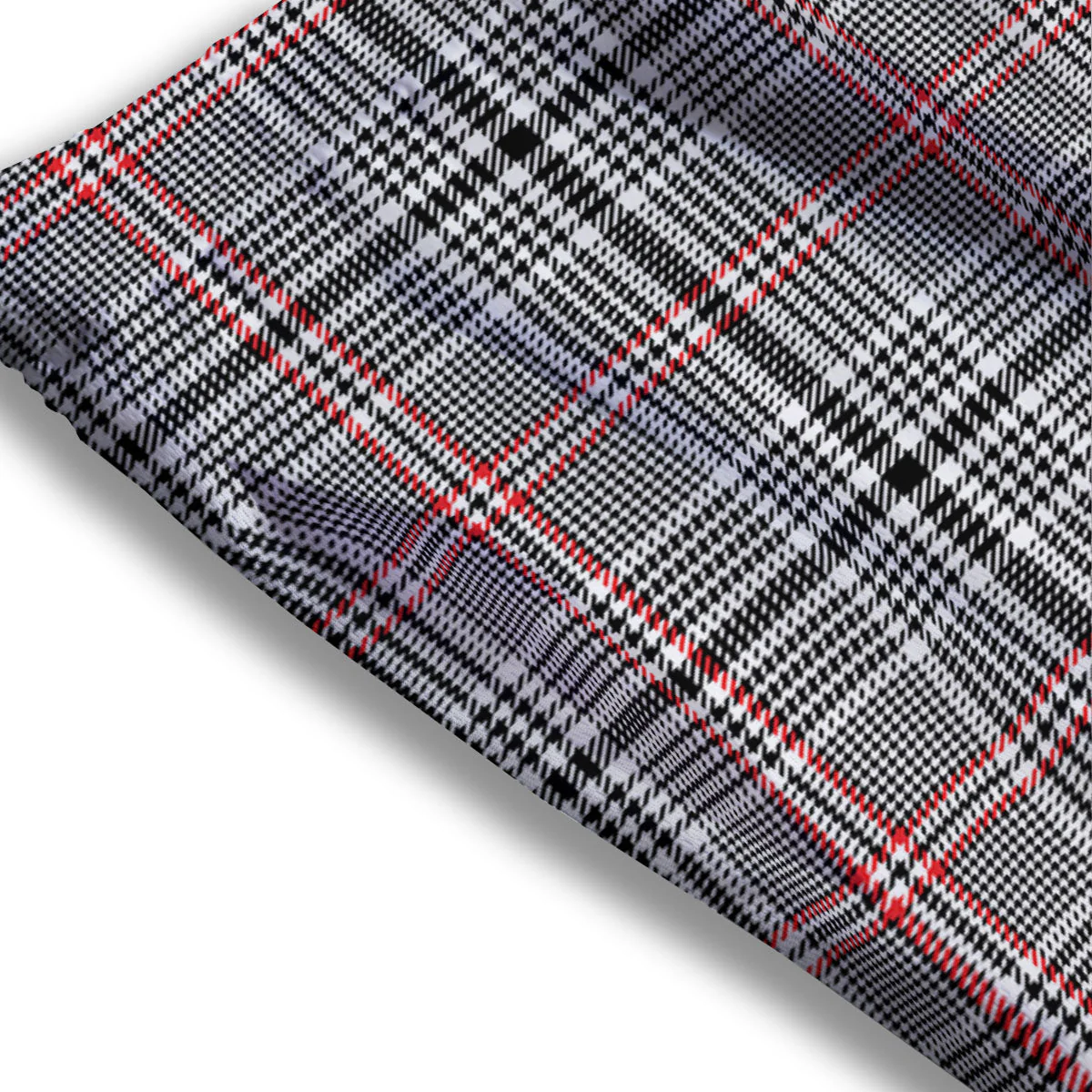Modern Tartan Plaid White And Black Red Print Mesh Shorts - Image 3
