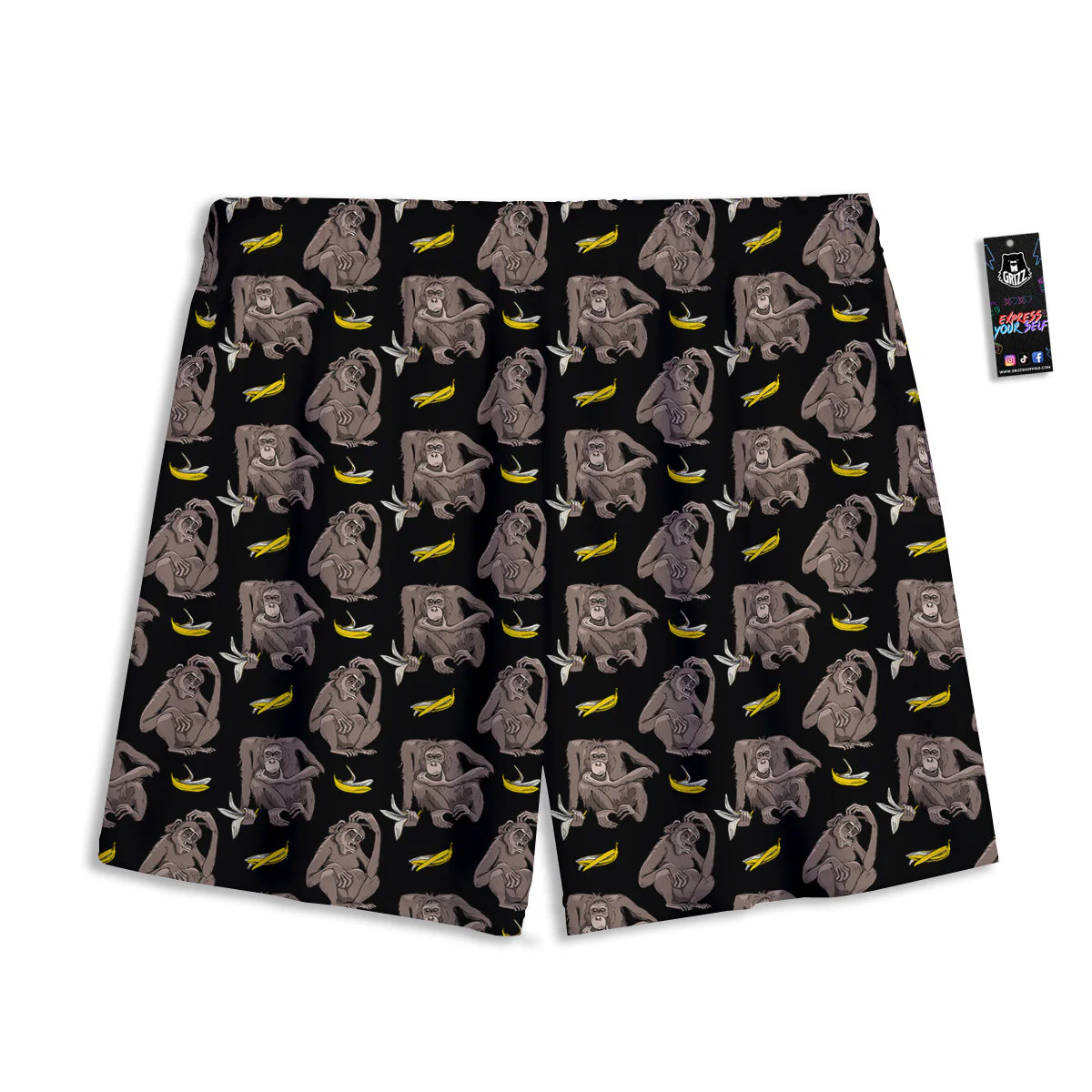 Monkey And Banana Print Pattern Mesh Shorts - Image 2